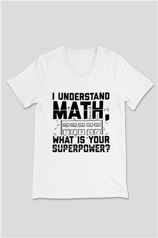 Matematikçi Beyaz Unisex V Yaka Tişört