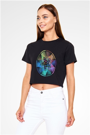 Matematikçi Siyah Crop Top Tişört