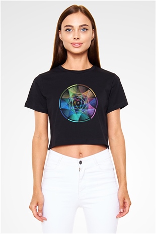 Matematikçi Siyah Crop Top Tişört
