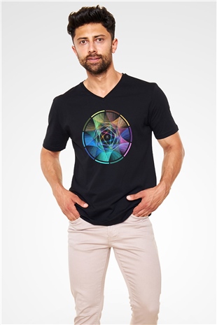 Matematikçi Siyah Unisex V Yaka Tişört T-Shirt