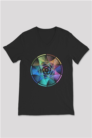 Matematikçi Siyah Unisex V Yaka Tişört T-Shirt