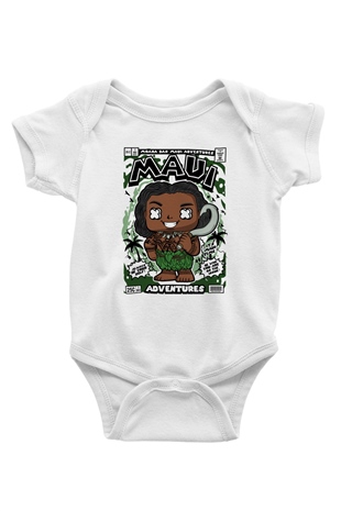 Maui Baskılı Unisex Beyaz Bebek Body - Zıbın