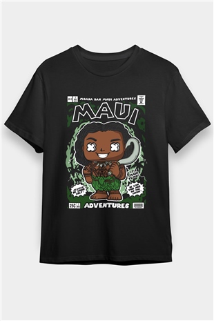MAUI Baskılı Unisex Siyah Tişört