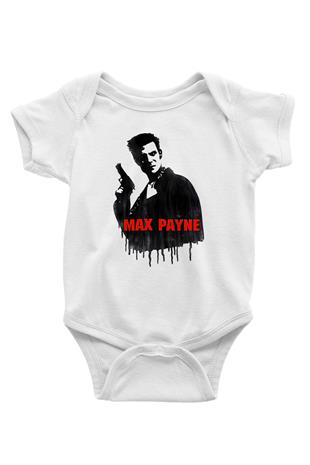 Max Payne Baskılı Beyaz Unisex Bebek Body - Zıbın
