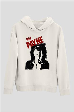 Max Payne Baskılı Beyaz Unisex Kapüşonlu Sweatshirt