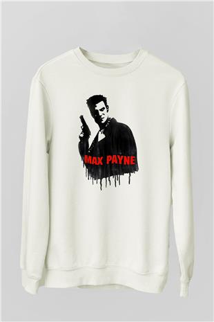 Max Payne Baskılı Beyaz Unisex Sweatshirt