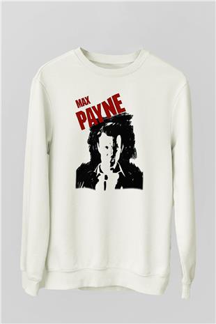 Max Payne Baskılı Beyaz Unisex Sweatshirt