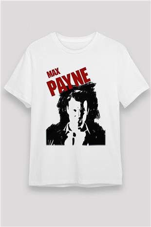 Max Payne Baskılı Unisex Beyaz Tişört - Tshirt