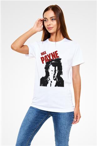 Max Payne Baskılı Unisex Beyaz Tişört - Tshirt