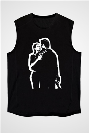 Max Payne Baskılı Unisex Siyah Kolsuz Tişört - Tshirt
