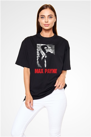 Max Payne Baskılı Unisex Siyah Oversize Tişört - Tshirt