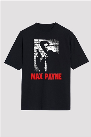 Max Payne Baskılı Unisex Siyah Oversize Tişört - Tshirt