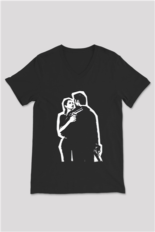 Max Payne Baskılı Unisex Siyah V Yaka Tişört - Tshirt
