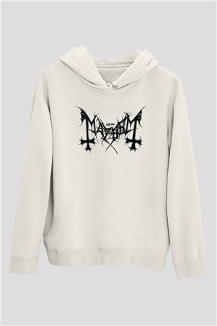 Mayhem Beyaz Unisex Kapşonlu Sweatshirt