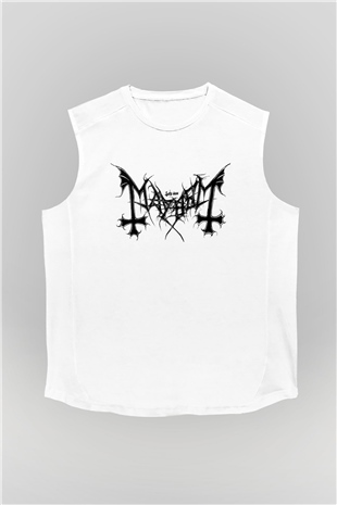 Mayhem Beyaz Unisex Kolsuz Tişört