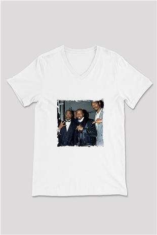MC Hammer Baskılı Beyaz V Yaka Unisex Tişört