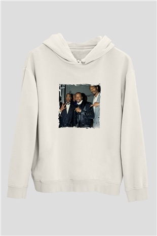 MC Hammer Baskılı Unisex Beyaz Kapüşonlu Sweatshirt