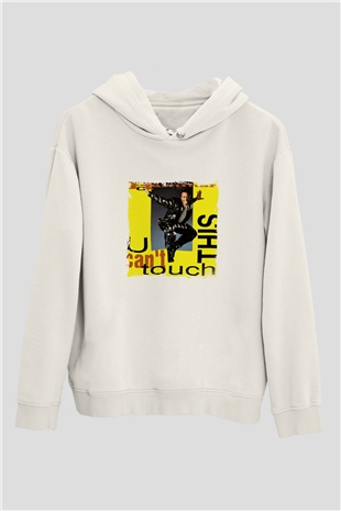 MC Hammer Baskılı Unisex Beyaz Kapüşonlu Sweatshirt