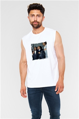 MC Hammer Baskılı Unisex Beyaz Kolsuz Tişört