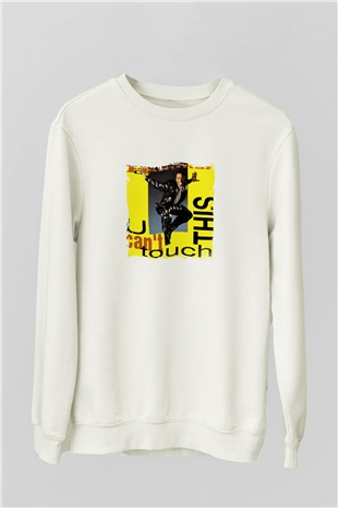 MC Hammer Baskılı Unisex Beyaz Sweatshirt