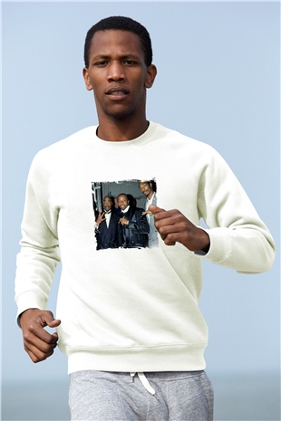 MC Hammer Baskılı Unisex Beyaz Sweatshirt