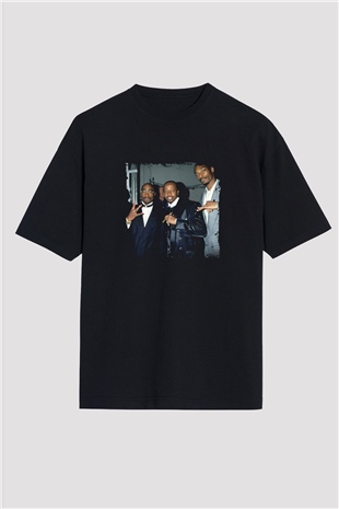 MC Hammer Baskılı Unisex Oversize Siyah Tişört