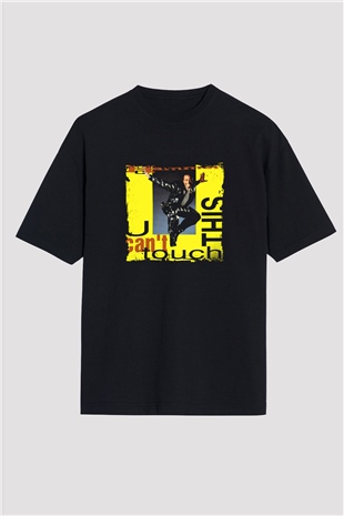 MC Hammer Baskılı Unisex Oversize Siyah Tişört