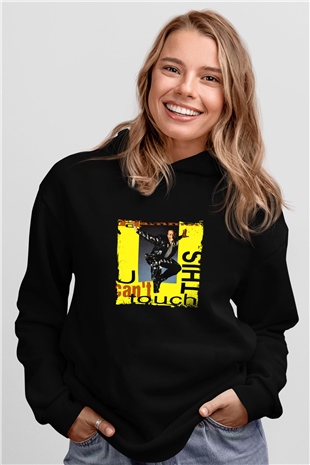 MC Hammer Baskılı Unisex Siyah Hoodie
