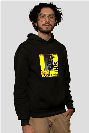 MC Hammer Baskılı Unisex Siyah Hoodie