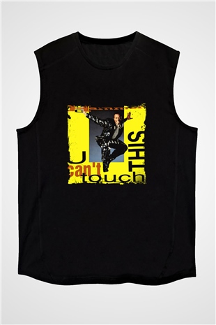 MC Hammer Baskılı Unisex Siyah Kolsuz Tişört