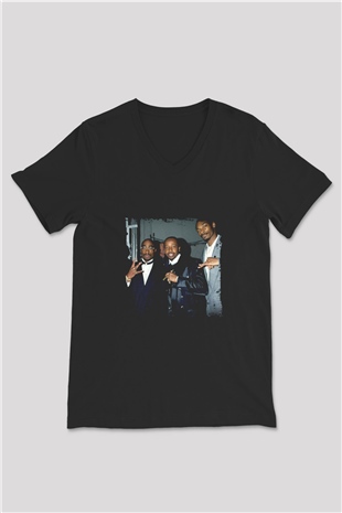 MC Hammer Baskılı Unisex Siyah V Yaka Tişört