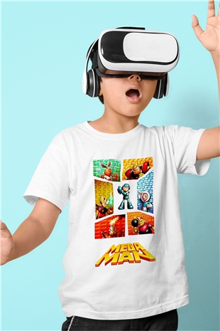 Mega Man Beyaz Unisex Çocuk Tişört