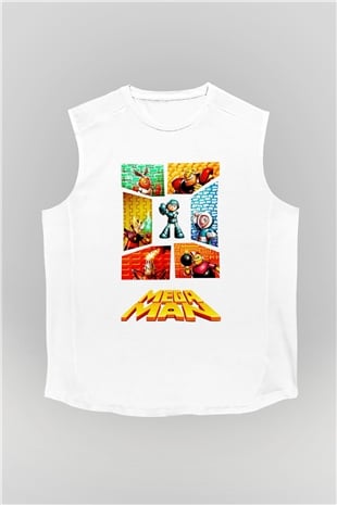 Mega Man Beyaz Unisex Kolsuz Tişört
