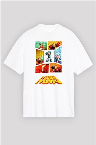 Mega Man Beyaz Oversize Tişört Oversize T-shirt