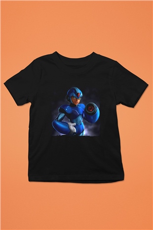 Mega Man Siyah Unisex Çocuk Tişört