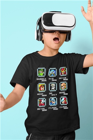 Mega Man Siyah Unisex  Çocuk Tişört