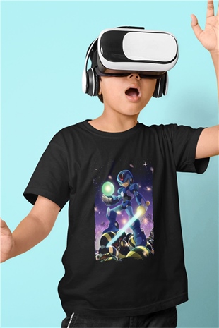 Mega Man Siyah Unisex Çocuk Tişört