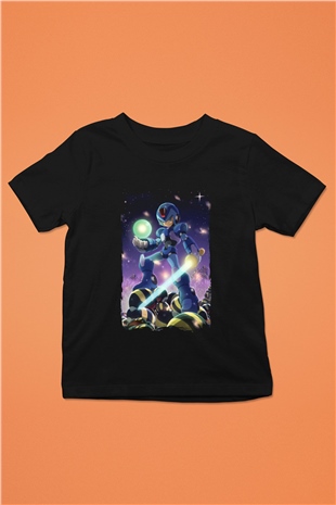 Mega Man Siyah Unisex Çocuk Tişört