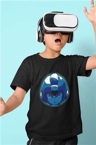 Mega Man Siyah Unisex  Çocuk Tişört