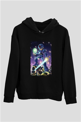Mega Man Siyah Unisex Hoodie