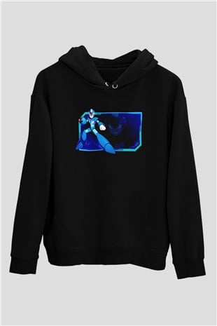 Mega Man Siyah Unisex Hoodie