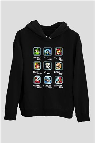 Mega Man Siyah Unisex Hoodie