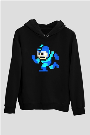 Mega Man Siyah Unisex Kapüşonlu Sweatshirt