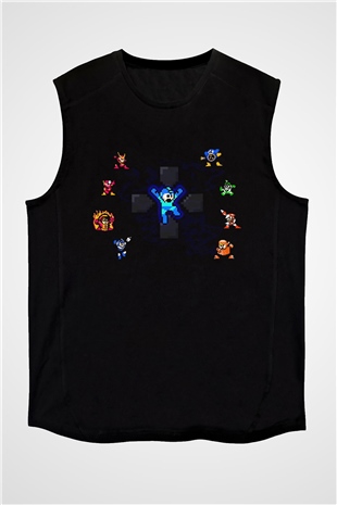 Mega Man Siyah Unisex  Kolsuz Tişört