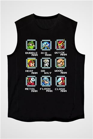 Mega Man Siyah Unisex  Kolsuz Tişört