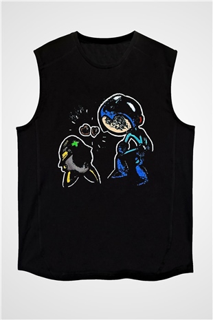 Mega Man Siyah Unisex  Kolsuz Tişört