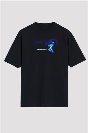 Mega Man Siyah Unisex Oversize Tişört T-Shirt