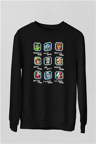 Mega Man Siyah Unisex  Sweatshirt
