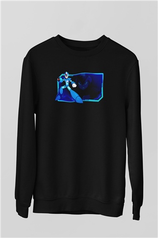 Mega Man Siyah Unisex  Sweatshirt