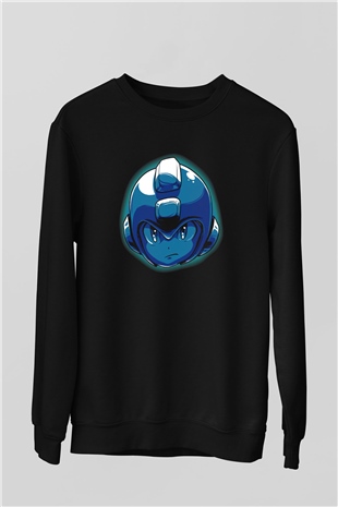 Mega Man Siyah Unisex  Sweatshirt